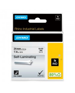 DYMO Rhino étiquettes industrielles auto-laminées | 24 mm x 5,5 m | impression en noir sur fond blanc