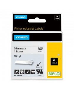 DYMO Rhino Étiquettes en vinyle industrielles | 24 mm x 5,5 m | autocollantes impression en noir sur fond blanc | pour étiquet
