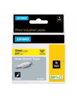 DYMO Rhino gaines thermorétractables industrielles | 19 mm x 1,5 m | Impression en noir sur fond jaune | pour étiqueteuses Rhi