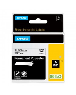DYMO Rhino Étiquettes Industrielles | polyester permanent | 19 mm x 5,5 m | autocollantes impression en Noir sur fond blanc | p
