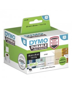DYMO LW Étiquettes industrielles résistantes | authentique | plastique blanc | 25 x 25 mm | 2 rouleaux de 850 (lot de 1.700) |