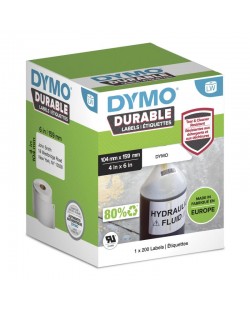 DYMO LW Étiquettes industrielles résistantes | authentique | plastique blanc | 104 x 159 mm | 1 rouleaux de 200) | pour étiqu