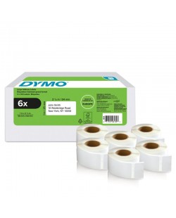 DYMO LW étiquettes de retour autocollantes | 25 mm x 54 mm | 6 rouleaux 500 étiquettes faciles à décoller (lot de 3.000) | p