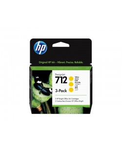 HP Pack de 3 cartouches d'encre DesignJet 712, jaune, 29 ml