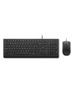 Lenovo Essential Wired Combo Black US Euro clavier Souris incluse Universel USB Noir