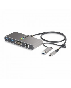 StarTech.com Hub USB-C à 2 Ports USB-A avec Ethernet et RS-232, Dongle USB-C vers USB-A, 100W PD Pass-Through, 2x USB-A 5Gbps,