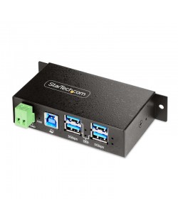 StarTech.com Hub USB 3.0 4 Ports avec 4x USB-A, Boîtier Industriel en Métal, Hub USB 4 ports avec Protection ESD, Montage Mura