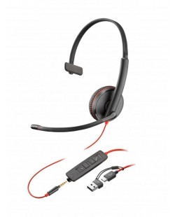 HP Poly Micro-casque monaural USB-C Poly Blackwire 3215 + prise 3,5 mm + adaptateur USB-C/A (lot)