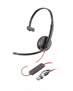 HP Poly Micro-casque monaural USB-C noir Poly Blackwire 3210 + adaptateur USB-C/A (lot)