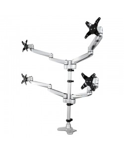 StarTech.com Bras de Support de Bureau pour Quatre Moniteurs - Support sur Mât Articulé/Réglable en Hauteur pour Écrans VESA