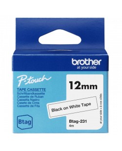 Brother BTAG-231 - Ruban adhésif – noir sur blanc, 12 mm de large, non laminé