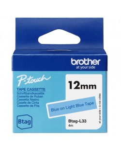 Brother BTAG-L33 ruban d'étiquette Bleu sur bleu clair