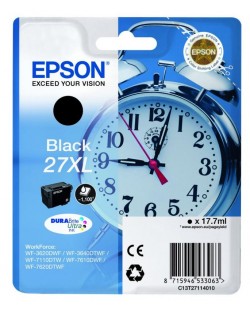 Epson Alarm clock Singlepack Black 27XL DURABrite Ultra Ink