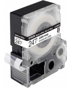 Epson LC-6WBC9 - Enroulé pour Câble - Noir sur Blanc - 24mmx9m - LW-700/900P