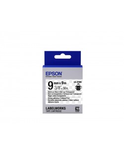 Epson LK-3TBW - Adhésif Fort - Noir sur Transparent - 9mmx9m