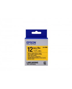 Epson LK-4YBW - Adhésif Fort - Noir sur Jaune- 12mmx9m