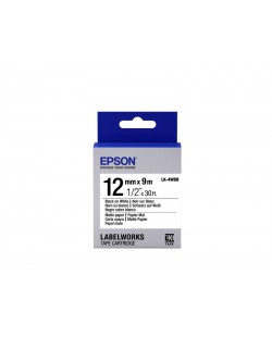Epson LK-4WBB - Papier Mat - Noir sur Blanc - 12mmx9m