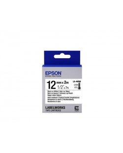 Epson LK-4WBH - Spécial hautes températures - Noir sur Blanc - 12mmx2m