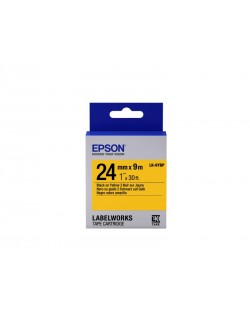 Epson LK-6YBP - Couleur Pastel - Noir sur Jaune - 24mmx9m