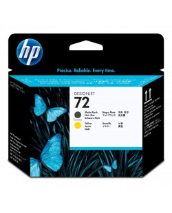 HP 72 tête d'impression DesignJet noir mat et jaune