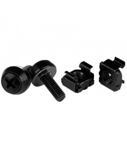 StarTech.com Lot de 50 Vis 10-32 de 12mm, Rondelles et Écrous Cage à Trou Carré avec Outil de Montage, Kit de Fixation pour B