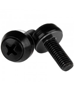StarTech.com Lot de 50 Vis M6 de 12mm, Vis de Fixation pour Baies de Serveurs de 19" ou 10", Armoires et Boîtiers, Noir - TAA