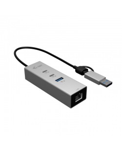 i-tec USB-C/USB-A Metal HUB 3 (2x USB-C, 1x USB-A) Port + 2.5GLAN
