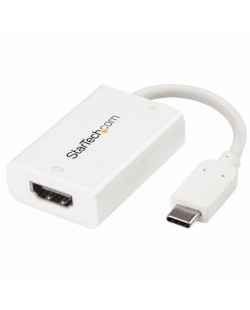 StarTech.com Adaptateur vidéo USB-C vers HDMI avec USB Power Delivery - M/F - 4K 60 Hz - Blanc