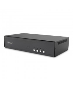 StarTech.com Switch KVM Sécurisé à 4 Ports pour Deux Écrans, HDMI ou DisplayPort, 4K 60 Hz, KVM de Bureau NIAP 4.0, Boîtier