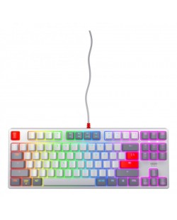 CHERRY K4V2 TKL clavier Gaming USB QWERTY Anglais américain Gris, Gris clair, Rouge