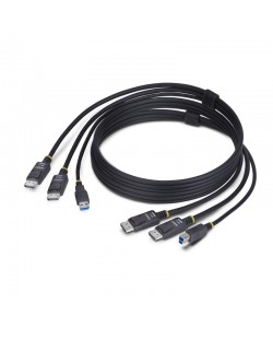 StarTech.com Câble KVM Double DisplayPort de 1,8m et USB 5Gbps, 4K 60Hz, Câble Combo DP 1.2 et USB pour Commutateurs/Switchs K