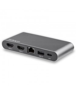 StarTech.com Dock USB C - Station d'Accueil USB-C à Double Écran 4K HDMI - 100 W Power Delivery Pass-through, GbE, 2 USB A - M