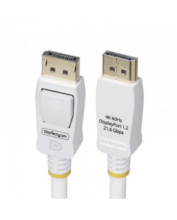 StarTech.com Câble DisplayPort 1.2 de 1,8m Blanc Certifié VESA, 4K 60Hz, 21.6Gbps, Connecteurs DP Verrouillables, Câble Displ
