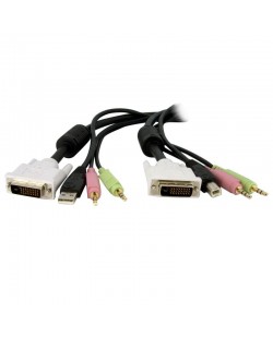 StarTech.com Câble de commutateur KVM DVI-D Dual Link USB 4 en 1 de 1,8 m avec audio et microphone