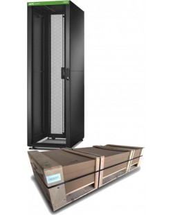 APC FlatPack EasyRack 600mm/42U/1000mm avec toit, panneau latéral, roulettes, noir