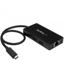 StarTech.com Hub USB-C à 3 ports avec Gigabit Ethernet - USB-C vers 3x USB-A - USB 3.0 - 5Gbps - Adaptateur d'alimentation incl