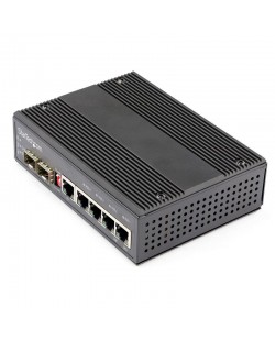 StarTech.com Switch Gigabit Ethernet Industriel 6 Ports - 4 x PoE RJ45 + 2 Slots SFP 30W PoE+ 12-48VDC 10/100/1000 - Switch LAN