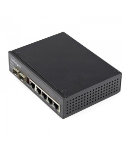 StarTech.com Switch Gigabit Ethernet Industriel 6 Ports - 4 PoE RJ45 + 2 Slots SFP 30W PoE+ 48VDC 10/100/1000 Mbps - Switch LAN