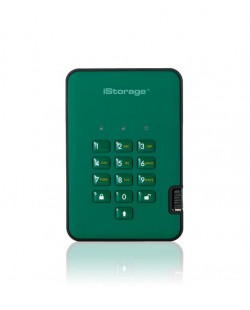 iStorage diskAshur2 256-bit 256GB USB 3.2 secure encrypted solid-state drive - Green IS-DA2-256-SSD-256-GN