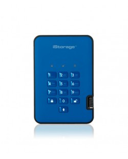 iStorage diskAshur2 256-bit 4TB USB 3.2 secure encrypted solid-state drive - Blue IS-DA2-256-SSD-4000-BE