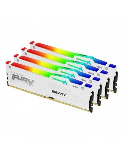 Kingston Technology FURY Beast 64 Go 6000 MT/s DDR5 CL40 DIMM (Kits de 4) White RGB XMP