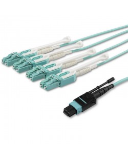 StarTech.com Câble Fibre Optique Multimode OM3 de 2m MTP(F)/PC vers 4x LC/PC Duplex Breakout, OFNP, 8F Type-A, 50/125µm LOMMF,