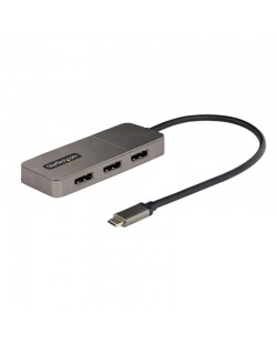 StarTech.com Adaptateur Multi-Moniteur USB-C 3 ports, Hub USB-C vers 3x DP 1.4 MST, Splitter 4K 60Hz DP pour PC, HDR, Câble Ext