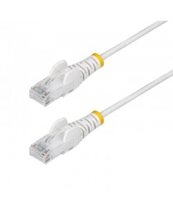 StarTech.com Câble Ethernet CAT6 Blanc Fin de 15m, Sans Accroc, 100W PoE, UTP, LSZH, Fil de Cuivre Pur 28AWG, Cordon Patch Rés