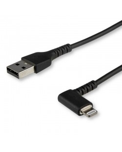 StarTech.com Câble USB-A vers Lightning Noir Robuste 1m Coudé à 90° - Câble de Charge/Synchronisation USB Type A vers Light