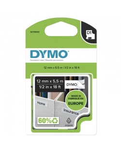 DYMO D1 étiquettes autocollantes authentiques de hautes performances en nylon | 12mm x 5,5m | impression en noir sur fond blanc