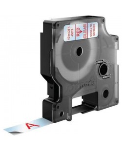 DYMO D1 - Standard Étiquettes - Rouge sur transparent - 12mm x 7m