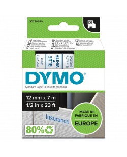 DYMO D1 étiquettes autocollantes authentiques | rouleau de 12 mm x 7 m | impression en bleu sur fond blanc | pour étiqueteuses