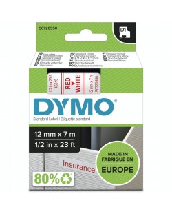 DYMO D1 étiquettes autocollantes authentiques | rouleau de 12 mm x 7 m | impression en rouge sur fond blanc | pour étiqueteuse
