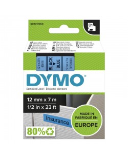 DYMO D1 étiquettes autocollantes authentiques | rouleau 9 mm x 7 m | impression en noir sur fond bleu | pour étiqueteuses Labe
